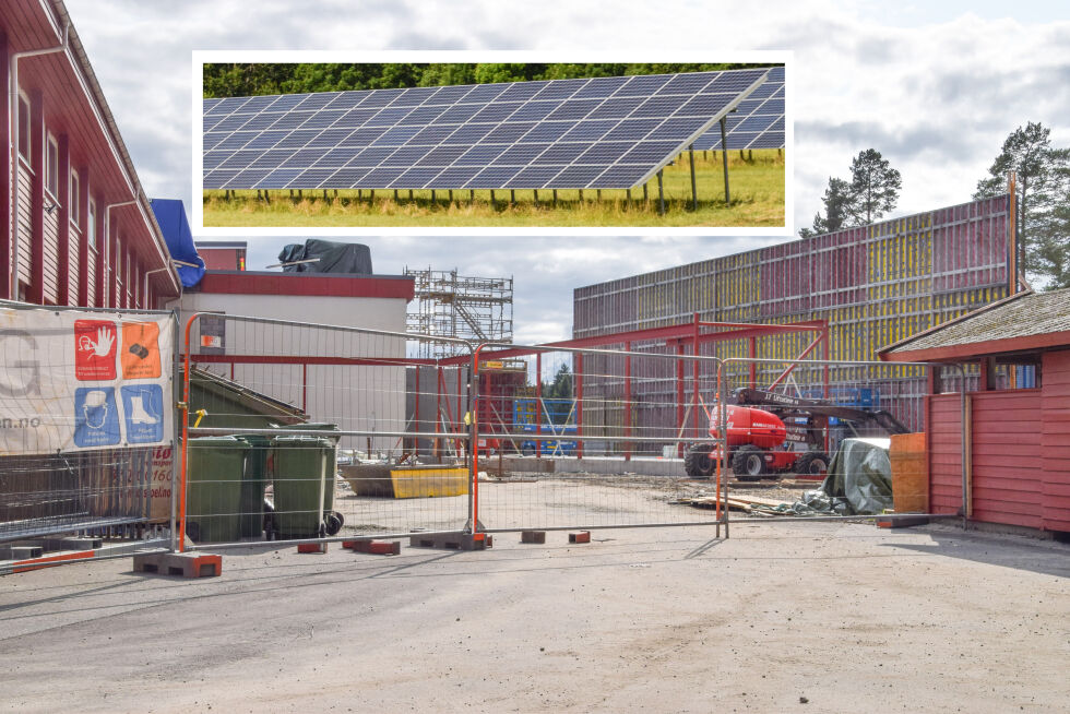 NYBYGG: Arbeidet med det nye tilbygget ved Froland ungdomsskole er godt i gang. Tirsdag var formannskapet i Froland positive til en mulig etablering av solceller på taket av bygget når det blir ferdig. FOTO: RAYMOND ANDRE MARTINSEN