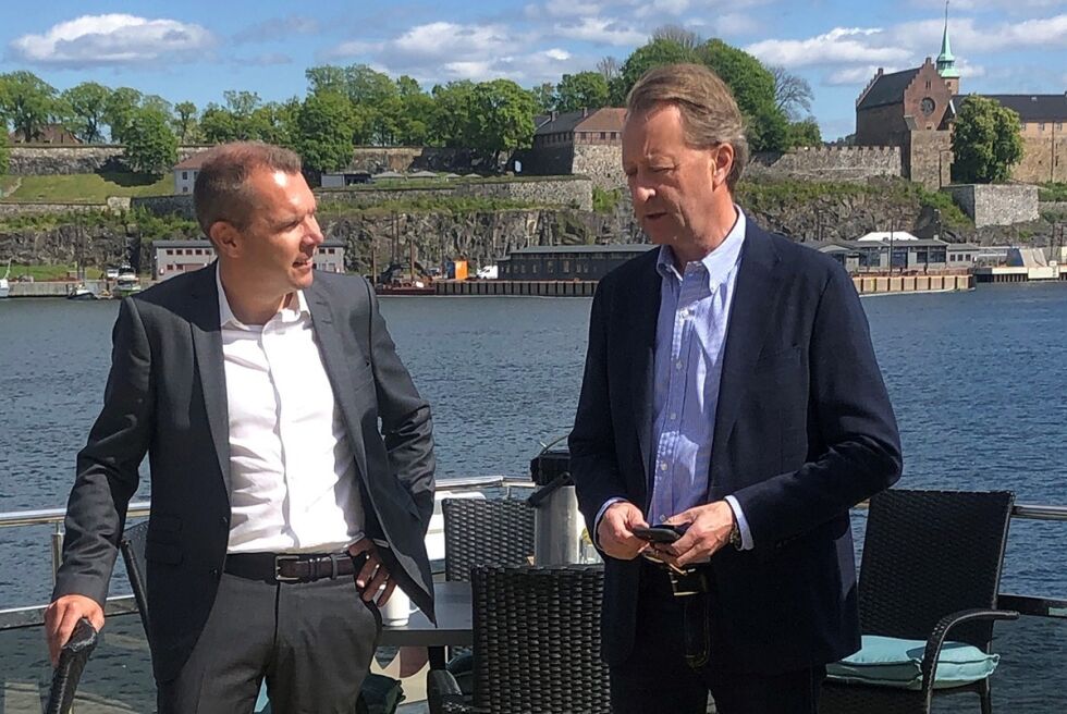 PARTNERE: Steffen Syvertsen i Agder Energi sammen med investor Bjørn Rune Gjelsten. FOTO: AGDER ENERGI