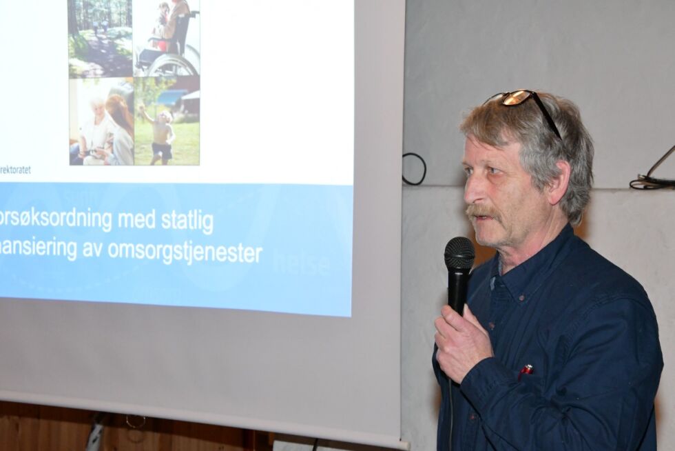 FORKLARTE: Enhetsleder Geir Sigurd Gabrielsen ved omsorgssektoren i Lillesand kommune fortalte om deres erfaringer med statlig finansiering av omsorgstjenester.