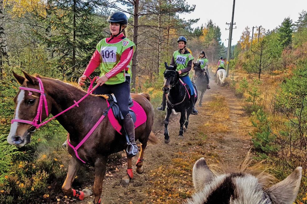 ROSA: Flere ryttere kledde både seg og hesten opp i rosa.