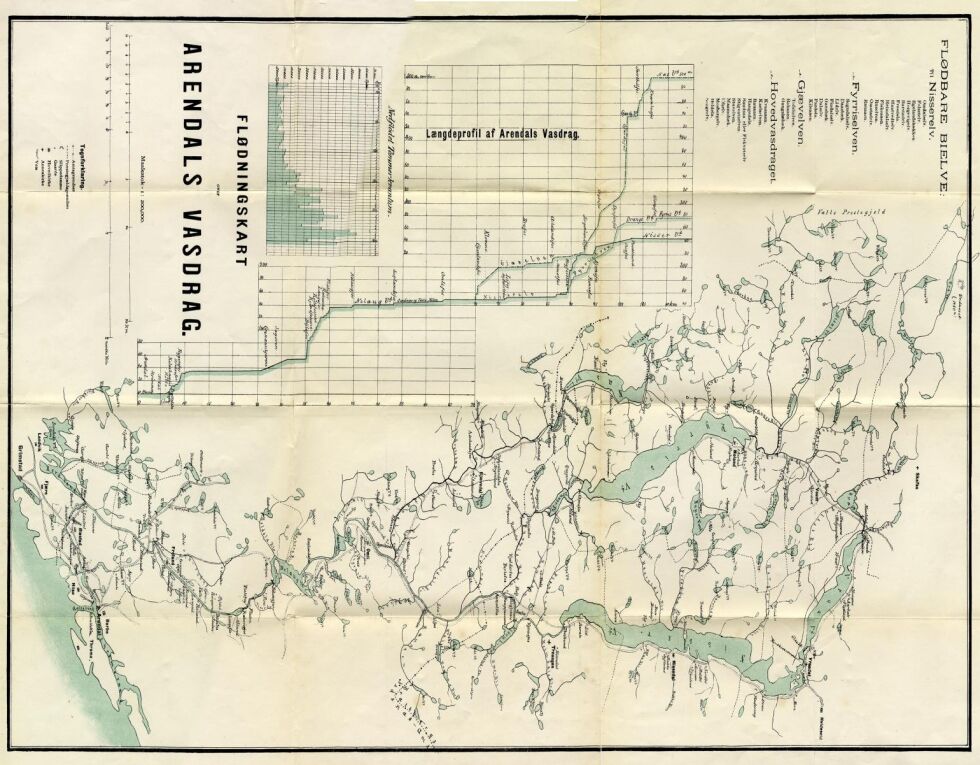 OVERSIKT: Slik ser fløtningskartet ut fra 1800-tallet. FOTO FRA OPPGAVEN