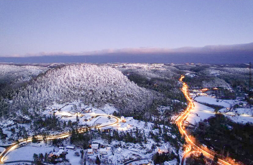 Uværet er på vei. Bilde tatt på Frolands Verk. 	FOTO: @OLSTAD_DRONE