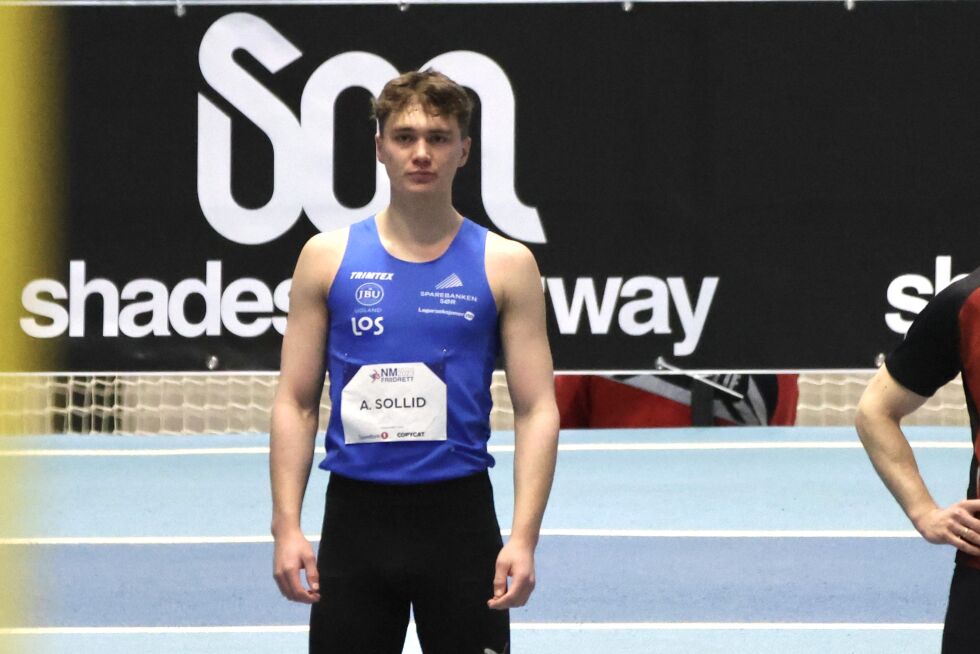 Andreas Sollid var ikke fornøyd med sin 400 meter på innendørs NM. Han ble nummer 12 godt bak personlig rekord. FOTO: RUNE HELLE / VESTPRESS